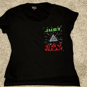 Just Cavalli $179 t-shirt size XS (fits xs-m) black beaded logo